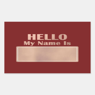 Hallo, mein Name ist Tag Meeting Hochzeit Familie  Rechteckiger Aufkleber