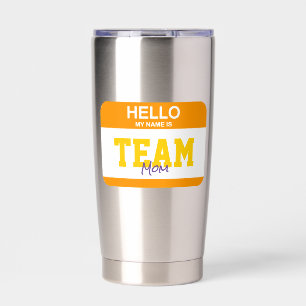 Hallo, mein Name ist TEAM MAMA Nametag farbenfrohe Thermobecher