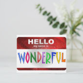 Hallo Mein Name ist wunderbar Postkarte (Stehend Vorderseite)