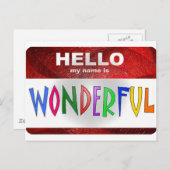 Hallo Mein Name ist wunderbar Postkarte (Vorne/Hinten)