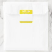 Hallo Mein Name ist Yellow White Name Aufkleber (Tasche)