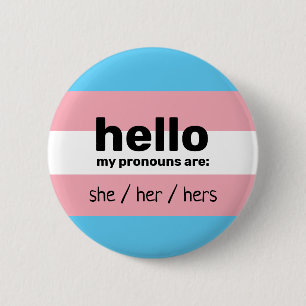 Hallo meine Aussprache sind & Transgender-Flag Button