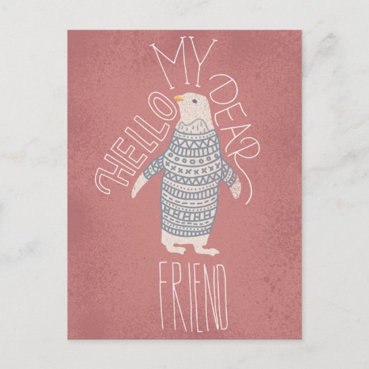 Hallo meine liebe Freundin Pinguin Post Card Postkarte (Vorderseite)