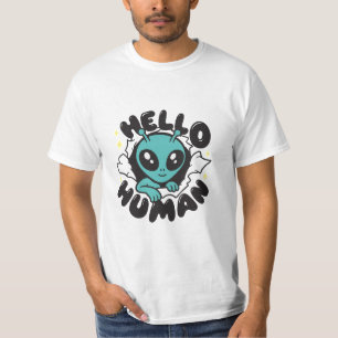Hallo Mensch Alien Süß Cartoon-Design T-Shirt