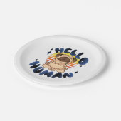 Hallo Mensch Heilende Yoga Hund Pappteller (Schrägansicht)