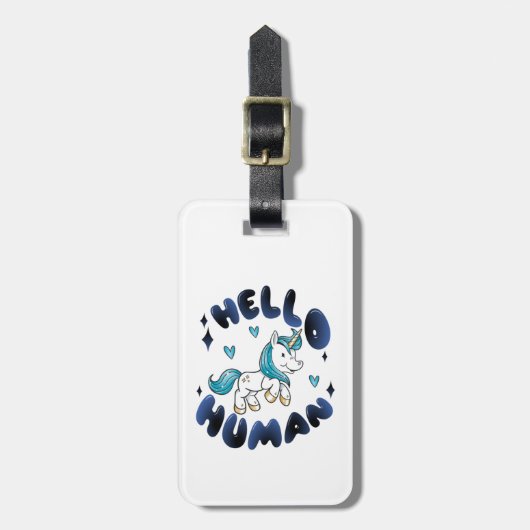 Hallo Mensch Lieblich Unicorn Gepäckanhänger (Vorderseite vertikal)