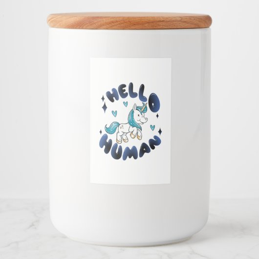 Hallo Mensch Lieblich Unicorn Lebensmitteletikett (Vorderseite)