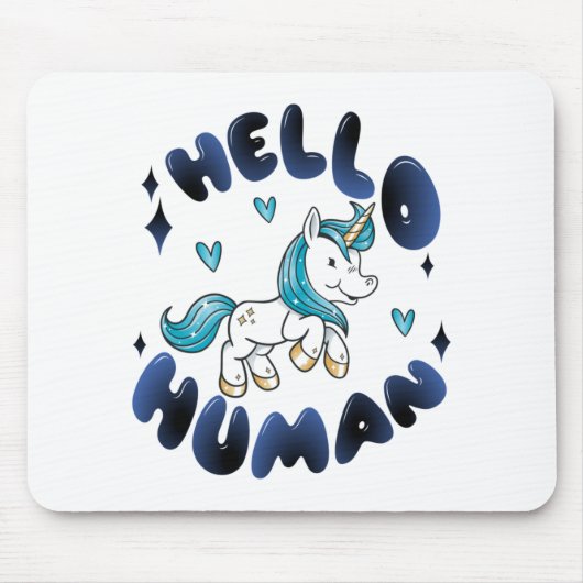 Hallo Mensch Lieblich Unicorn Mousepad (Vorne)