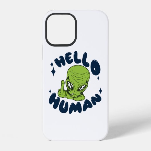 Hallo Mensch lustiger Außerirdischer iPhone Hülle (Rückseite)