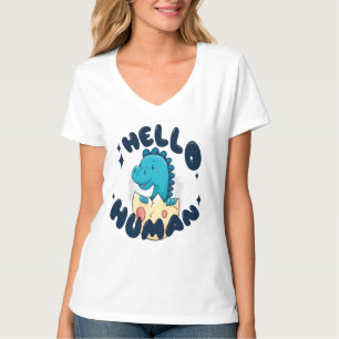 Hallo Mensch lustiger Dinosaurier T-Shirt