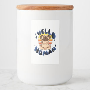 Hallo menschlicher Meditationsyoga-Hund Lebensmitteletikett