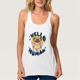 Hallo menschlicher Meditationsyoga-Hund Tank Top