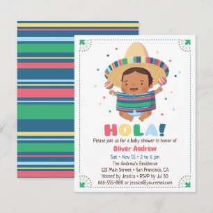 Hallo Mexikanischer Junge Fiesta Baby Shower Einladung