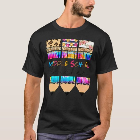 Hallo Middle School Leopard Gefärbte Krawatte Stif T-Shirt (Vorderseite)