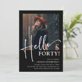 Hallo! Minimal 40. Geburtstag Party Einladung (Stehend Vorderseite)