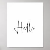 Hallo Minimal Moderne Schwarz-Weiß-Typografie Poster (Vorne)