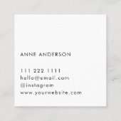 Hallo Minimalistisch Simple Custom White Quadratische Visitenkarte (Rückseite)