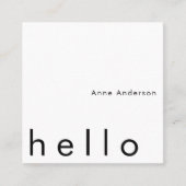 Hallo Minimalistisch Simple Custom White Quadratische Visitenkarte (Vorderseite)