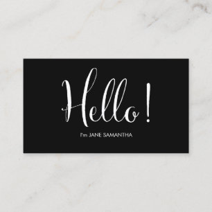 Hallo! Minimalistische Black Business Card Visitenkarte