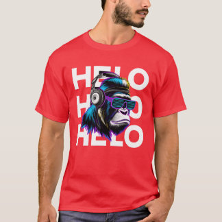 Hallo mit Gorillas Retro T-Shirt