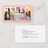 Hallo mit Modern & Minimal 5 Foto Layout Peach Visitenkarte (Vorne/Hinten)