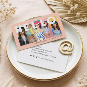 Hallo mit Modern & Minimal 5 Foto Layout Peach Visitenkarte