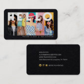 Hallo mit Modern & Minimal 5 Foto Layout Schwarz Visitenkarte (Vorne/Hinten)