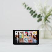 Hallo mit Modern & Minimal 5 Foto Layout Schwarz Visitenkarte (Stehend Vorderseite)