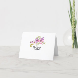 Hallo mit violetten Blumen Dankeskarte