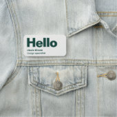 Hallo Modern Minimal Forest Green Stilvoll Trendy Namensschild (Beispiel)