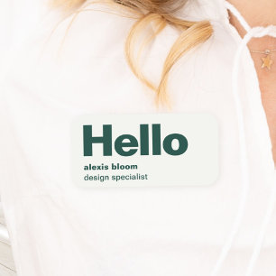 Hallo Modern Minimal Forest Green Stilvoll Trendy Namensschild