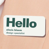 Hallo Modern Minimal Forest Green Stilvoll Trendy Namensschild