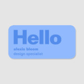 Hallo Modern Minimal Simple Blue Stilvoll Trendy Namensschild (Vorderseite)