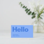 Hallo Modern Minimal Simple Blue Stilvoll Trendy Visitenkarte (Stehend Vorderseite)