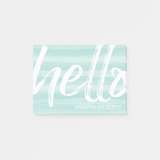 Hallo - Modern und Whimsical - aquamarine Wasserfa Post-it Klebezettel (Vorderseite)
