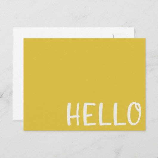 Hallo | Moderner Mustard Yellow Minimalistisch ei Postkarte (Vorne/Hinten)