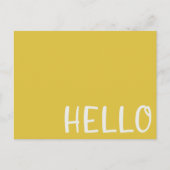 Hallo  | Moderner Mustard Yellow Minimalistisch ei Postkarte (Vorderseite)