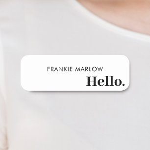 Hallo Moderner, schlichter weißer Minimalwert Namensschild