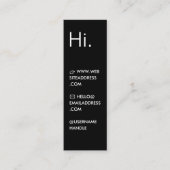 Hallo | Modernes Minimal Schwarz & Weiß Mini Visitenkarte (Vorderseite)