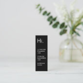 Hallo | Modernes Minimal Schwarz & Weiß Mini Visitenkarte (Stehend Vorderseite)