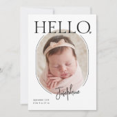 Hallo  | Modernes Minimalistisches Baby Oval Foto  Ankündigung (Vorderseite)