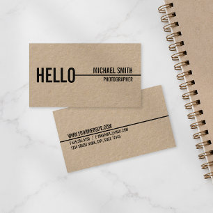 "Hallo" Modernes Minimalistisches Kraftpapier Visitenkarte