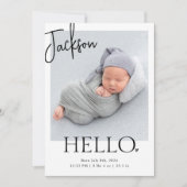 Hallo | Modernes Minimalistisches Simple Baby Fot Ankündigung (Vorderseite)