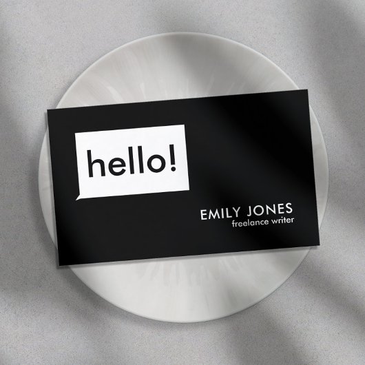 Hallo Modernes Schwarz und Weiß Visitenkarte
