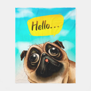 Hallo Mops Geschenkidee, Mops Besitzer, Dog Lover  Fleecedecke