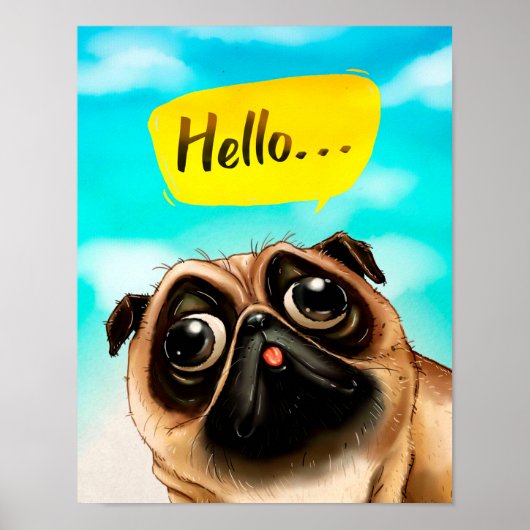 Hallo Mops Geschenkidee, Mops Besitzer, Dog Lover Poster (Vorne)