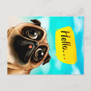 Hallo Mops Geschenkidee, Mops Besitzer, Dog Lover Postkarte