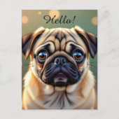 Hallo! Mops-Schmusebacke Postkarte (Vorderseite)