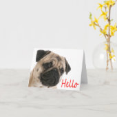 Hallo Mops Welpen Doppy Blank Note Card Karte (Gelbe Blume)