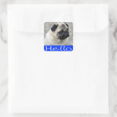 Hallo Mops Welpen Hundeaufkleber / Label Quadratischer Aufkleber (Tasche)